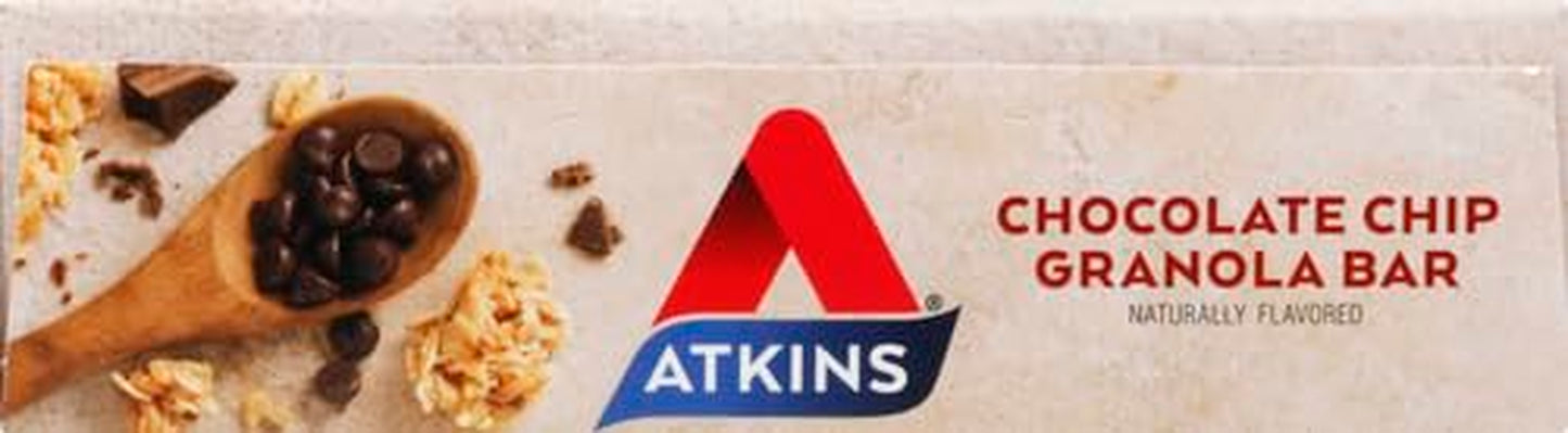 Atkins Chocolate Chip Granola Protein Meal Bar, High Fiber, 17G Protein, 1G Sugar, 3G Net Carbs, Meal Replacement, Keto Friendly, 5 Count