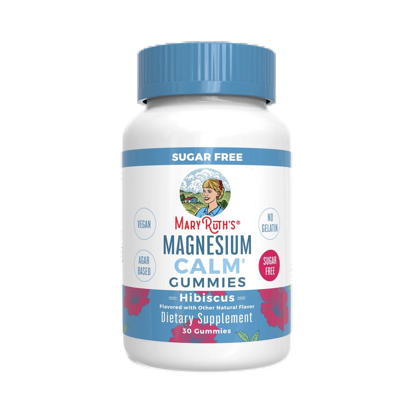 Adult Magnesium Calm Gummies for Bone and Joint Health, Mineral Supplements, Hibiscus, 30 Count