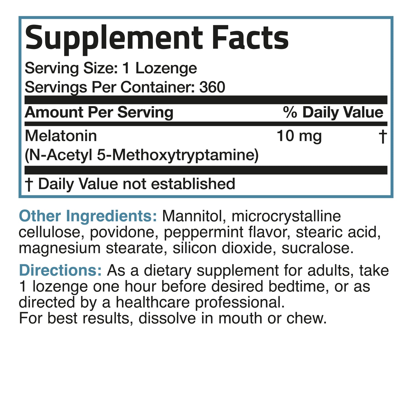 Melatonin 10Mg Fast Dissolve Tablets - Sleep Aid - Fall Asleep Faster, Stay Asleep Longer, 360 Peppermint Flavored Tablets