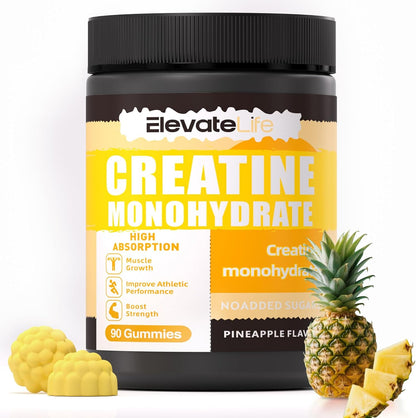 Creatine Monohydrate Gummies 5000mg NSF Certified Pineapple 90 Count