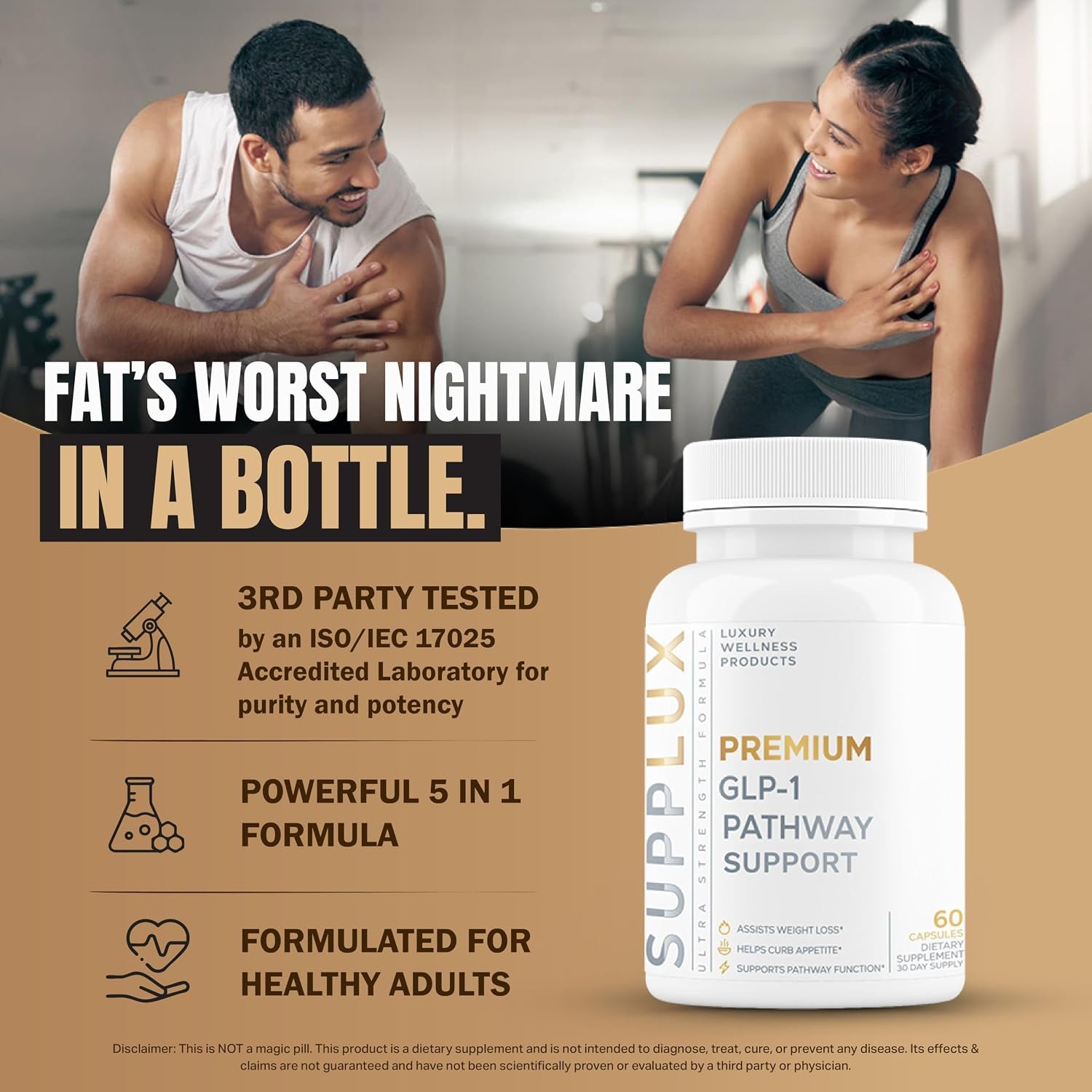 GLP-1 Weight Loss Support – Appetite Control & Metabolism, 3Rd Party Tested, 60 Pills