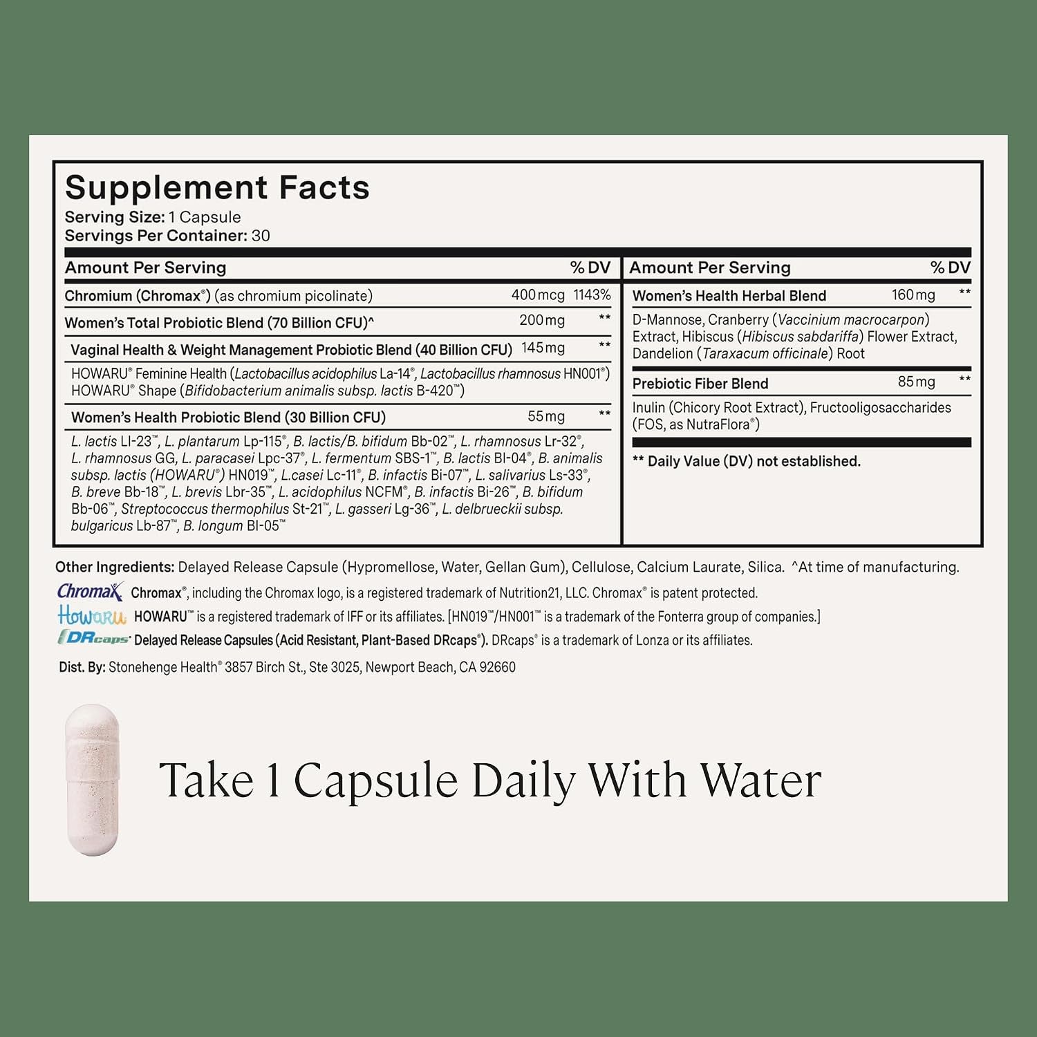 Women's Probiotic with 70 Billion CFU, 24 Strains & Prebiotic Fiber for Weight Management, Focus, Mood, Digestive, Vaginal, and Immune Support - Non-GMO, 30 Delayed-Release Vegetarian Capsules