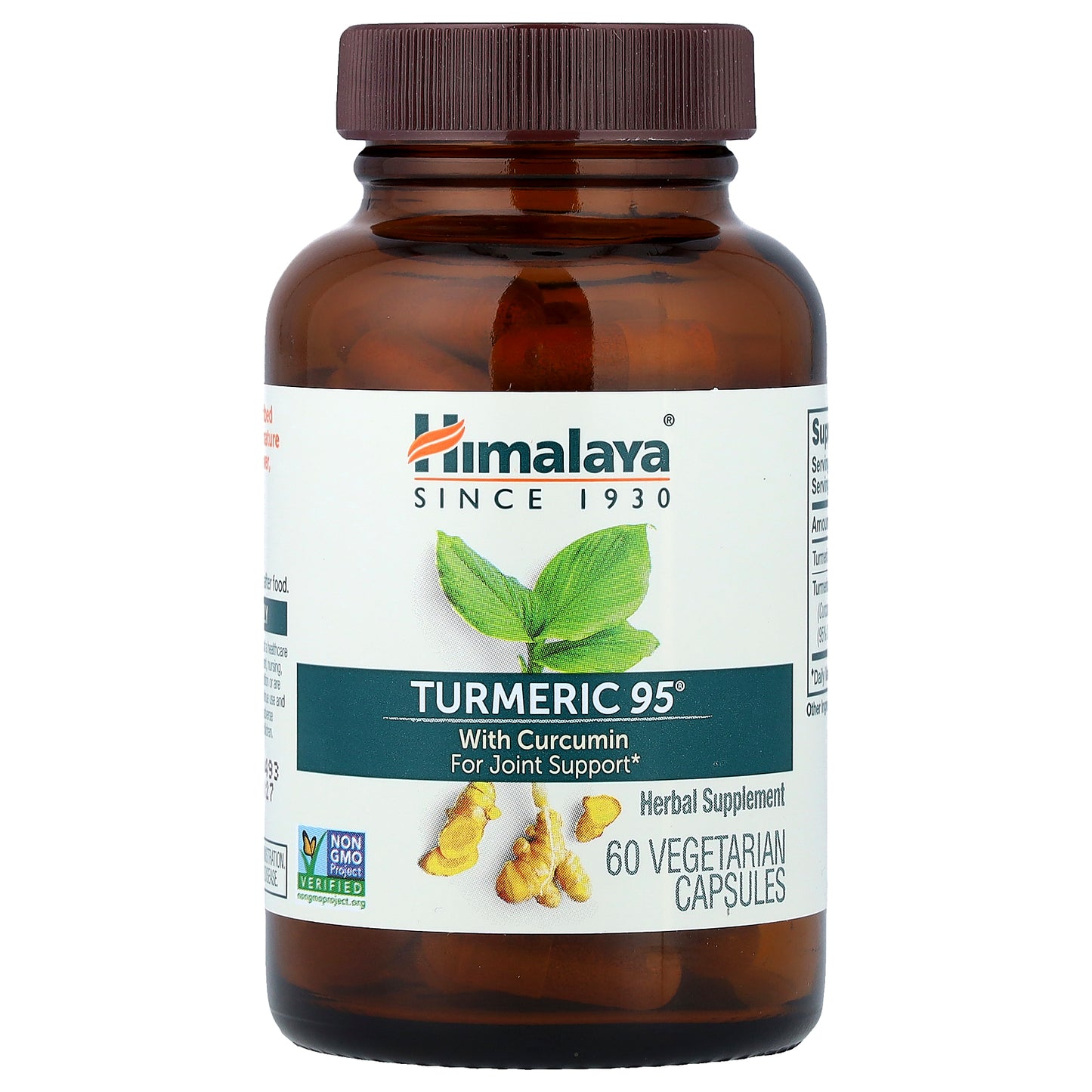 Himalaya Turmeric 95 with Curcumin 60 Vegetarian Capsules Gluten-Free,